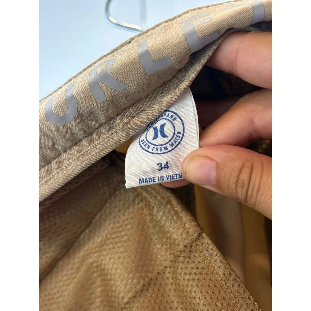 Hurley Hybrid Shorts Mens 34 Tan Khaki Stretch Performance Walkshorts Surf